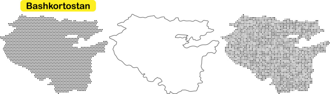 Detailed map of bashkortostan republic with various patterns and textures highlighting geographical boundaries