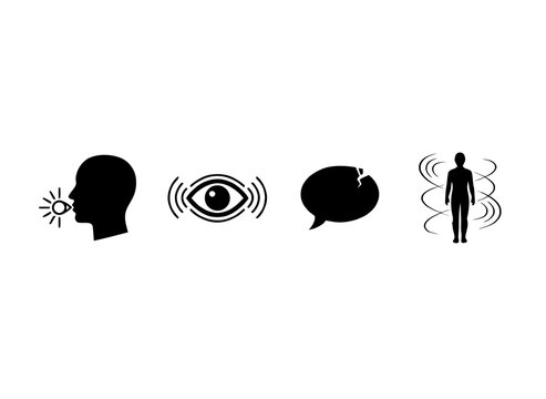 Communication and Dialogue Icon Set Showing Human Interaction, Eye Contact, Speech Exchange, and Social Connection Concepts in Minimal Black Style