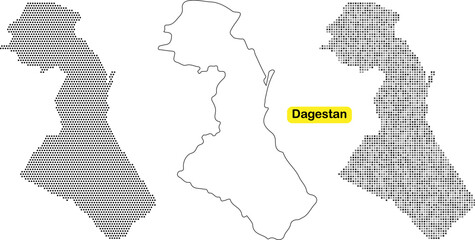 Obraz premium Dagestan region map illustration with various visual effects and dotted patterns