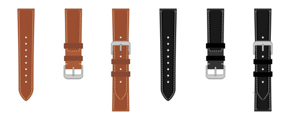 leather watch strap vector illustration isolated on white background.