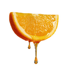 Orange slice dripping with honey-like liquid