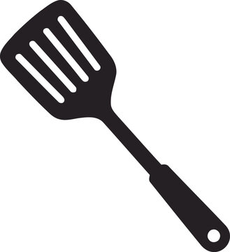 Kitchen Spatula Silhouette Vector Icon - Frying and Flipping Symbol