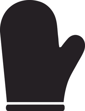 Oven Mitt Silhouette Vector Icon - Baking Safety Symbol