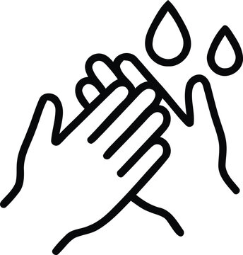 Rubbing Hands Line Icon - Hand Washing Step Symbol