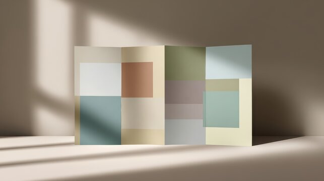 Contemporary flat design brochure in a multi-page layout with a calm color palette and modular grids