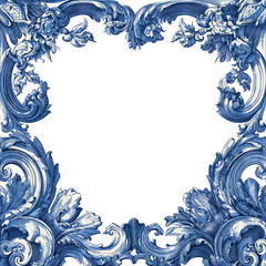 Intricate blue ornate frame, heart shape opening
