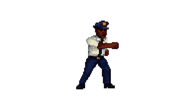 Police Double Punch Attack Animation 8bit Pixel Art Character