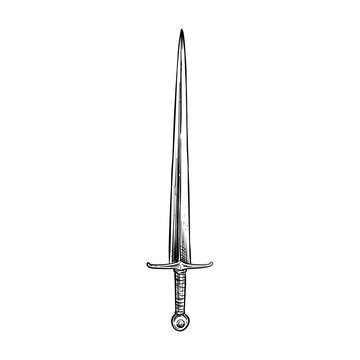 medieval sword vector hand drawn illustration