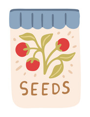 Obraz premium Tomatoes Seed packet. Spring garden illustration. Vector.