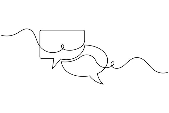 Speech bubble continuous one line art icon for modern communication concepts