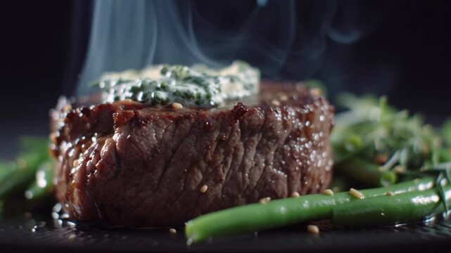 Steak mit Kr&auml;uterbutter & gr&uuml;nen Bohnen