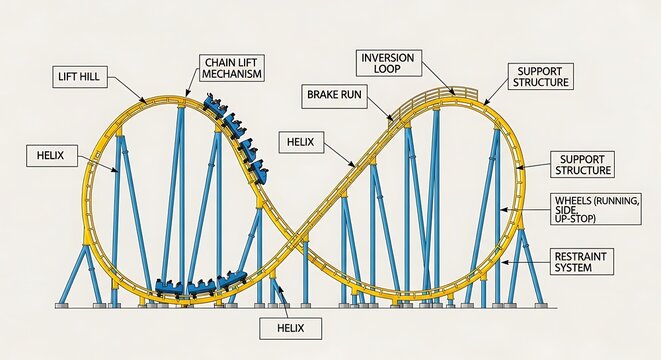 Detailed Diagram of Roller Coaster Structure.
