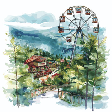 Dollywood. Dollywood hand drawn watercolor illustration