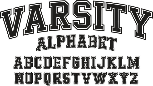 Black and White Varsity Alphabet Lettering Display