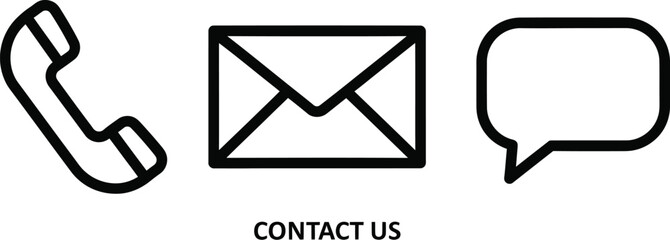 Contact us icon set with phone email and chat symbols