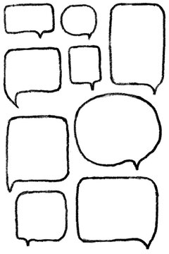 Chalk-style hand-drawn speech bubble illustration with textured sketch look. High-res PNG, perfect for chat, communication, messaging, education, infographics, presentations, UI, and creative design