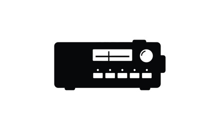 Obraz premium Simple black silhouette of a vintage radio with tuning dial