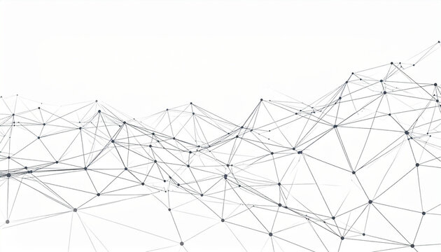 Abstrakter Wireframe-Hintergrund mit Plexus-Netzwerk in Schwarzweiss