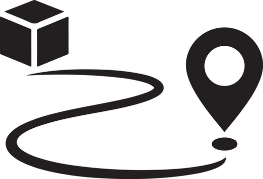 Package Delivery Route with Location Pin Shipping Icon
