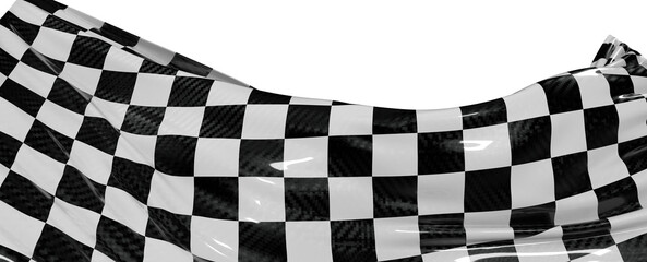 Obraz premium Checkerboard flag waving in the air, concept of racing, competition, finish line. Symbol of victory, achievement, speed