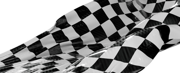 Obraz premium Dynamic image of a checkered flag waving, representing speed, victory, racing, competition, and reaching the finish line