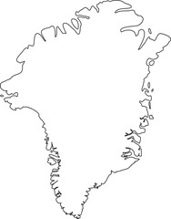 Greenland Map Outline - Minimalist Vector Line Art Drawing of Arctic Island Border