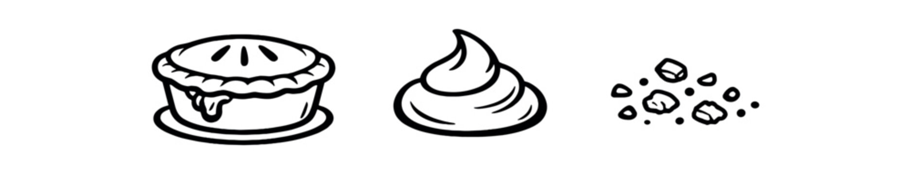black and white outline australian meat pie sauce dollop small pastry crumbs