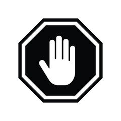 Obraz premium Minimalist octagonal stop sign with white hand icon silhouette 