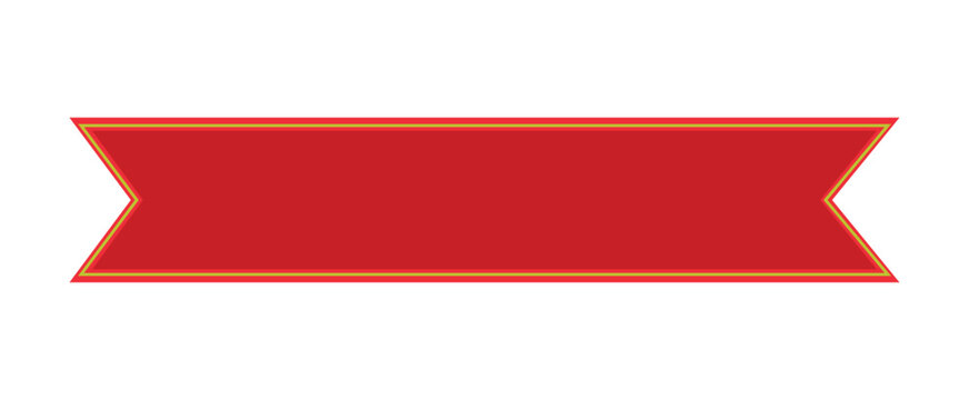 Elegant red ribbon banner with gold border isolated on white
