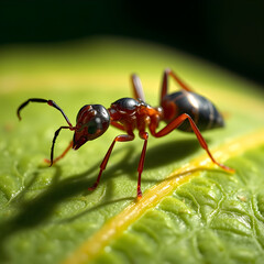 red ant on leaf
