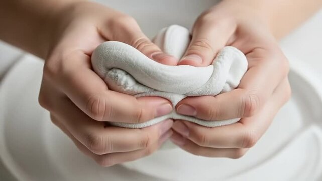 Stretching and Kneading White Clay - A Pottery Preparation Process.