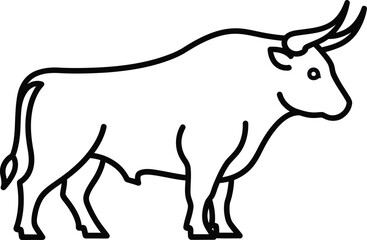 Obraz premium A simple line drawing of a bull or cow with horns
