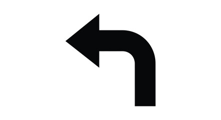 A stark black arrow pointing to the left rendered as a simple graphic conveys direction and movement in a minimalist style silhouette