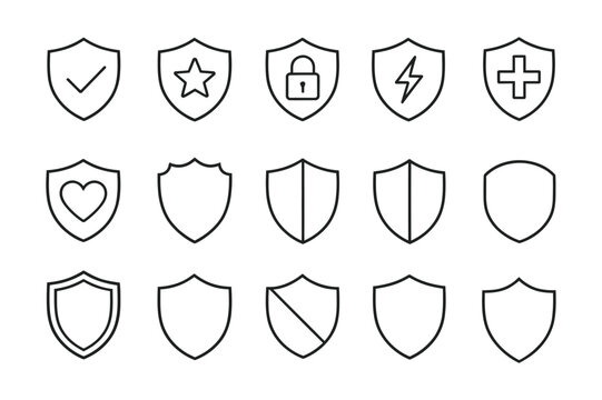 shield icon line art vector illustration