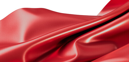 Obraz premium Stunning red satin fabric with soft folds and highlights, perfect for backgrounds and design projects. High-quality text