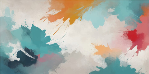 Hand-painted abstract watercolor world map illustration featuring artistic brush strokes and colorful grunge textures on vintage paper with ink splashes © Faysal