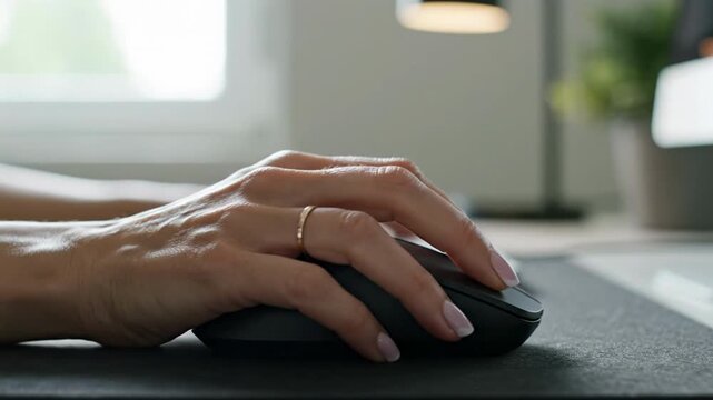 Vertical Ergonomic Mouse Handshake Grip on Clean Desk with Soft Window Light