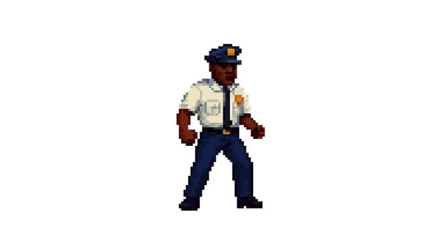 Police Idle Animation 8bit Pixel Art Character