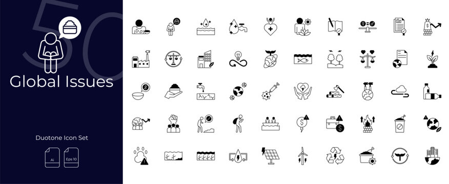 Global Issues Duotone Editable Icons set