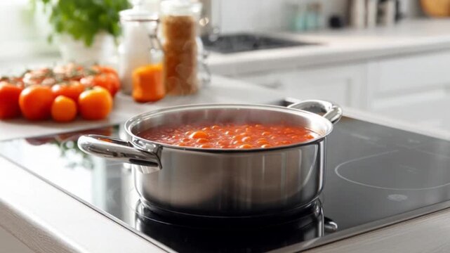 Tomatensosse in einem Kochtopf