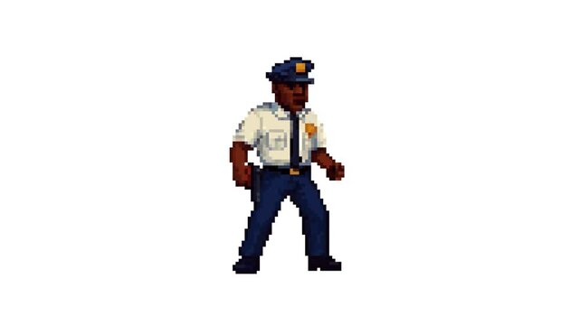 Police Shooting Animation 8bit Pixel Art Character
