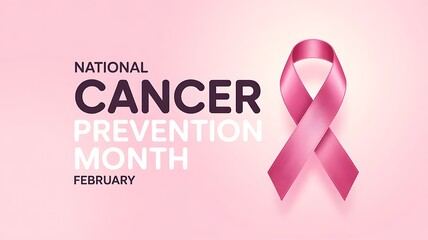 Pink Ribbon for National Cancer Prevention Month February Awareness Campaign