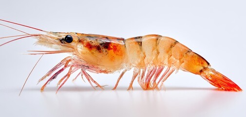The Shrimp on White Background Isolated Fresh Raw Seafood Ingredient Closeup Studio Photo