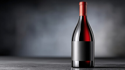 Obraz premium Red wine bottle glass label cork elegant winery beverage alcohol luxury isolated standing dark background moody lighting sophisticated