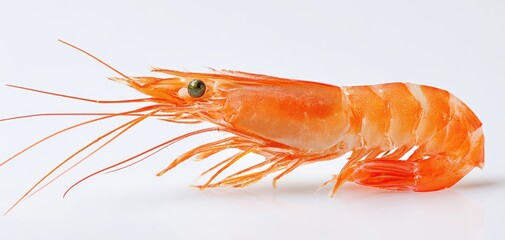The Shrimp Close-Up on White Background Cooked and Ready to Serve