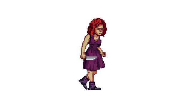 Lady Knife Walk Animation 8bit Pixel Art Character