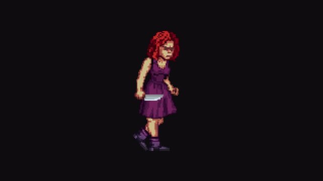 Lady Knife Walk Animation 8bit Pixel Art Character