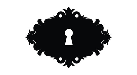 An ornate black frame with a keyhole opening dominates the image creating a dramatic silhouette high quality professional detailed modern