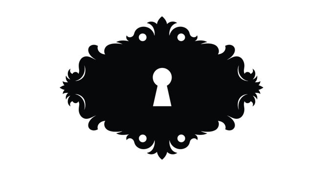 An ornate black frame with a keyhole opening dominates the image creating a dramatic silhouette high quality professional detailed modern