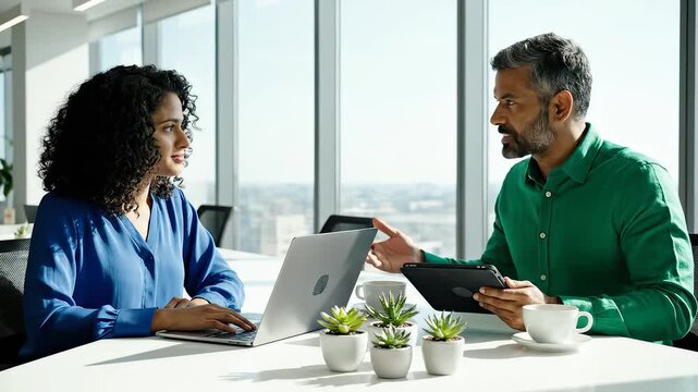 Two people working together in an office